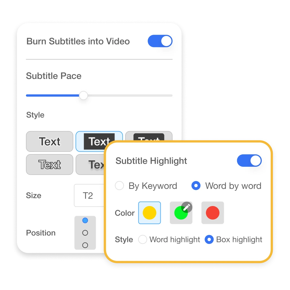 AI video generator feature that adds accurate, time-synced subtitles to spoken audio for accessibility and engagement.